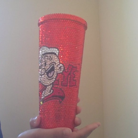HANDMADE Rhinestone Red Popeye  20 oz Tumbler Cup